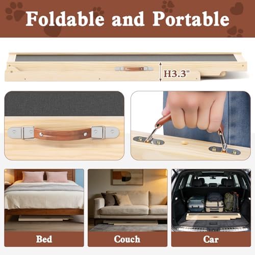 Dog Ramp for Bed Couch Car, 39.4" Long Wooden Steps for Small Pets - Image 6