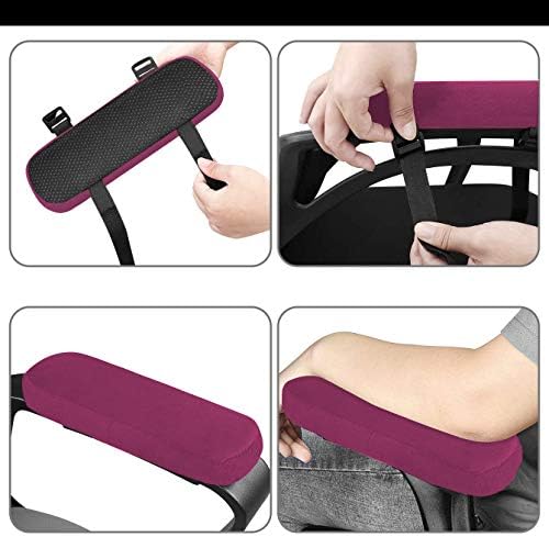 MOSISO Chair Armrest Pads, Home/Office Chair Arm Rest Covers, Wine Red - Image 3