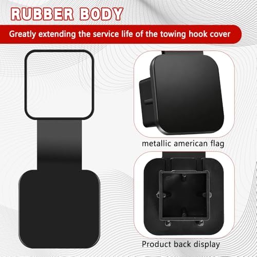 Universal Flag Tow Hitch Covers, Receiver Tube Hitch Plug, American Flag Rubber - Image 4