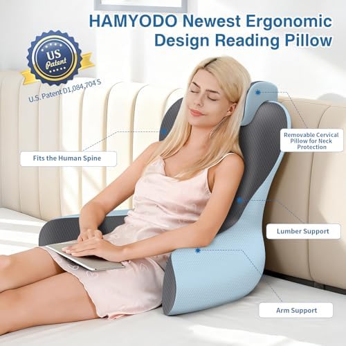 22" XL Reading Pillow Sitting in Bed, Back Support & Armrests - Image 2
