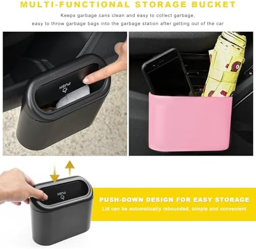 Car Trash Can Bin with Lid, Mini Portable Auto Garbage Can with 15Pcs Trash Bags - Image 4