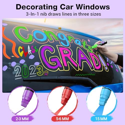 Window Paint Markers for Glass Washable: 8 Pack 15mm Jumbo Liquid Chalk Marker - Image 3