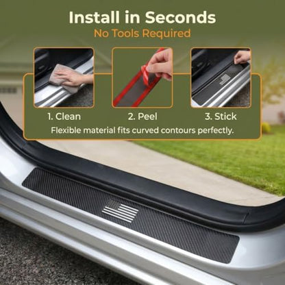 4PCS Car Door Sill Protectors, American Flag Leather Scratch-resistant - Image 7