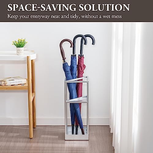 MyGift 20 Inch Tall Modern Silver Tone Metal Geometric Freestanding Entryway - Image 2