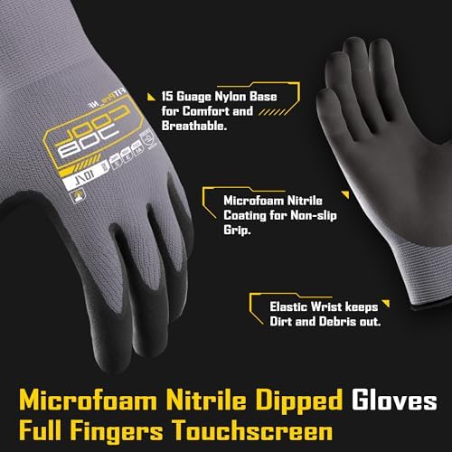 COOLJOB 12 Pairs Safety Work Gloves, Microfoam Nitrile Rubber Coated - Image 2