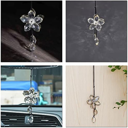 AuMoHall Crystal Flower Rear View Mirror Pendant Hanging Ornament Lucky Car - Image 5
