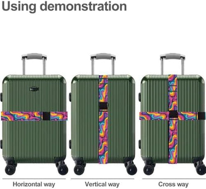 2PC, Colorful Abstract Luggage Strap 1.97 x 70.87 inch Multicolor Wave Pattern - Image 3