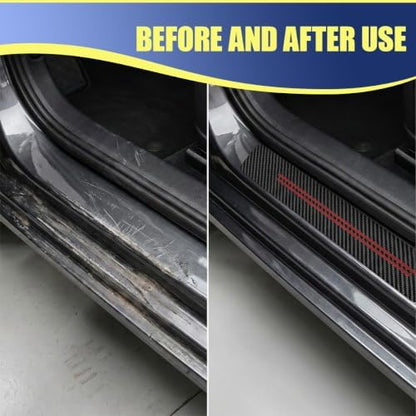 4PCS Carbon Fiber Car Door Entry Guard Sill Protector Cover - Image 5