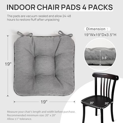 Love's cabin Memory Foam Chair Cushions Set of 4, 19 Inch - Image 2