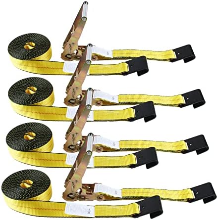 Flat Hook Ratchet Straps-Tie Down Straps Heavy Duty-2 Inch x 27 Feet-Weather by Autofonder