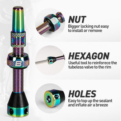 BWSHLF Tubeless Presta Valve Stem 40/44/55/60/65/80/100 mm, Super Light Alloy - Image 2