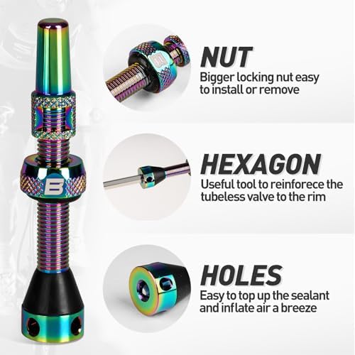 BWSHLF Tubeless Presta Valve Stem 40/44/55/60/65/80/100 mm, Super Light Alloy - Image 2
