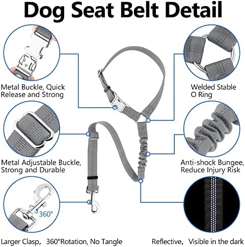 Plutus Pet Dog Seat Belt for Car Headrest, Reflective - Image 2