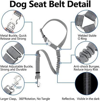 Plutus Pet Dog Seat Belt for Car Headrest, Reflective - Image 2
