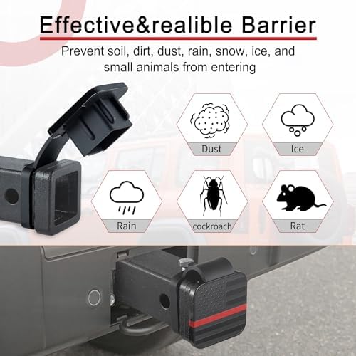 SINGARO 2 Inch Universal Flag Tow Hitch Covers, Trailer Hitch Cover Tube Plug - Image 4