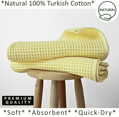PÜSKÜL Natural 100% Turkish Cotton Waffle Bath Towels Set of 2, Extra-Large - Image 5