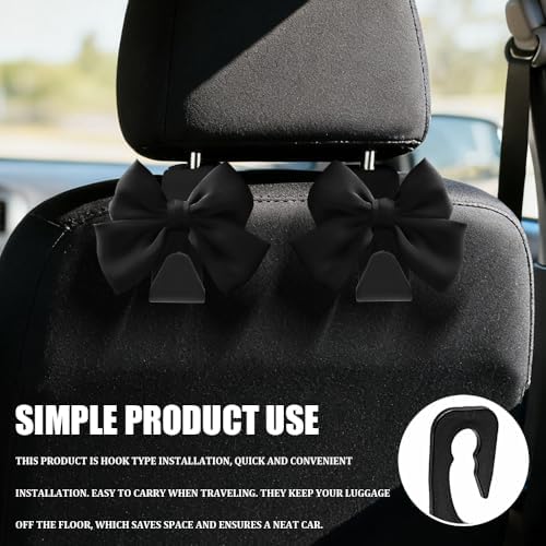 2PCS Car Seat Headrest Hooks, Car Bag Hooks, Cute Bow Knot Vehicle Seatback - Image 4