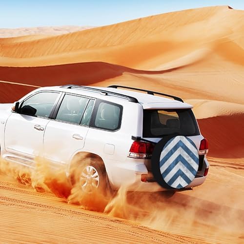 Heavy Duty Spare Tire Cover Blue and White Chevron Protectors Weatherproof - Image 3