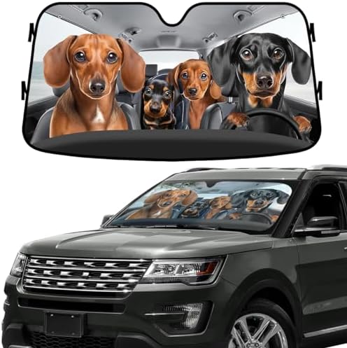 GENANY Dachshund Family Windshield Sun Shade 55 x 30 Inch by GENANY