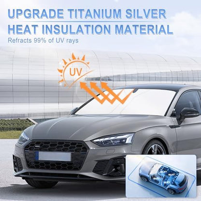 SINGARO 300T Universal Car Windshield Sun Shade, Foldable Reflective - Image 5