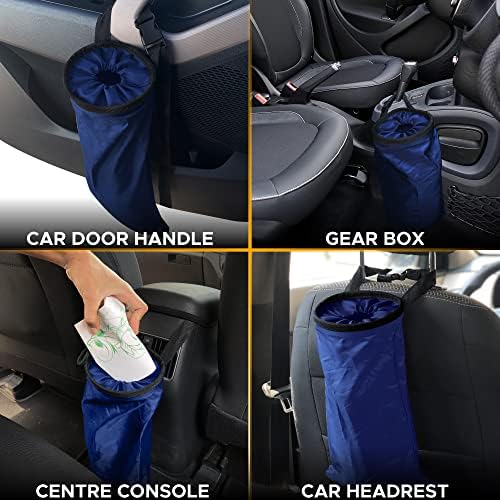 EcoNour 2 Pack Blue Car Trash Bag | Washable Back Seat Hanging Bag - Image 5