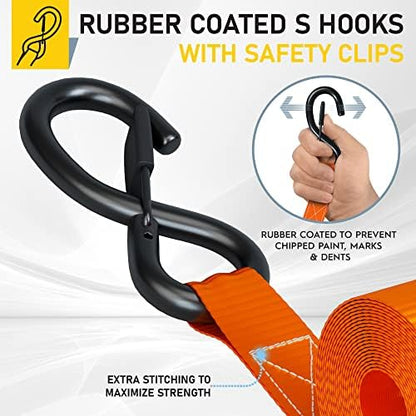 AUGO Ratchet Straps Heavy Duty 4 Pack -15 FT - 2200 LB Break Strength – Ratchet - Image 3