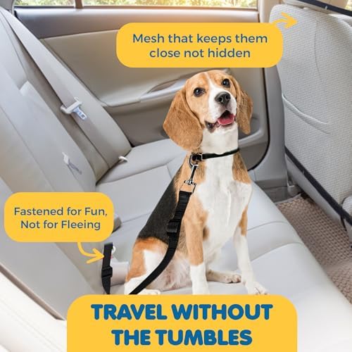SunGrow Dog Seat Belts with Barrier, 2 Adjustable 28" Nylon Belts, and Trucks - Image 5
