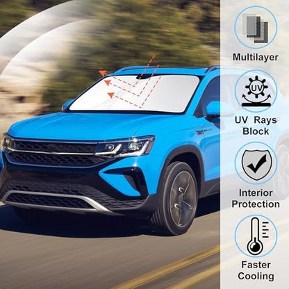 Windshield Sun Shade for 2022-2026 Volkswagen Taos Accessories - Image 2