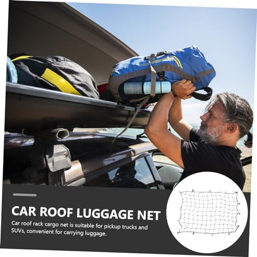 CHILDWEET Car Roof Cargo Net for SUV, Rubber Knotted Black Stretch - Image 4