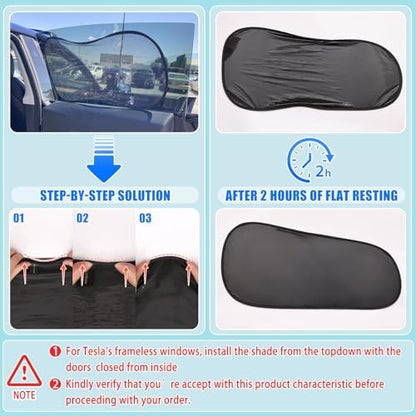 ZATOOTO Rear Car Window Shades for Tesla Model Y, Block 95% UV - Image 2