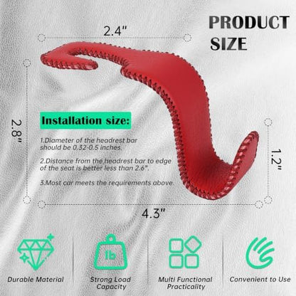 Car Seat Headrest Hook 55lb Heavy Duty Metal Hanger - Image 6