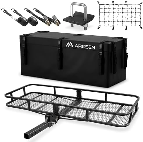 ARKSEN Folding Hitch Cargo Carrier w/Bag, Stabilizer by ARKSEN