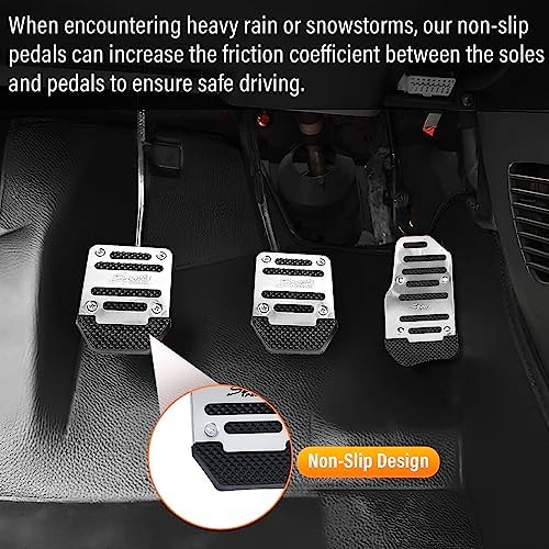 Ziciner 3PCS Non-Slip Car Pedal Pads, Manual Gearbox Gas Pedal Brake Pedal Cover - Image 6