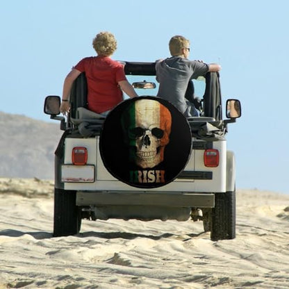 Skull Irish Flag Tire Covers, Dust-Proof Weatherproof Wheel Covers Wheel Tire - Image 6