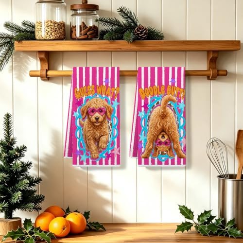 2 Pcs Funny Dog Mom Kitchen Towels, Soft Absorbent Waffle Hand Tea Towel - Image 5