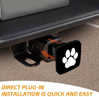 Trailer Hitch Cover, Lovely White Dog Paw on Black Hitch Cover Rubber Towing - Image 4