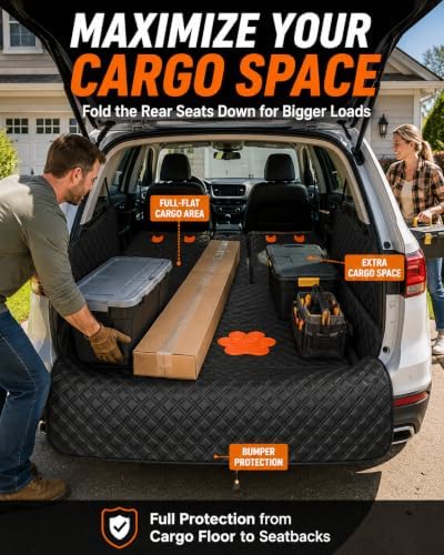 SUV Cargo Liner for Dogs, 60/40 Split Seat Access, Waterproof Dog Trunk Cover - Image 4