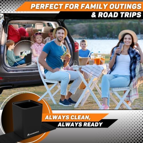 Car Trash Can for Vehicles Leakproof Compact Garbage Bin w/Stability Flap - Image 5