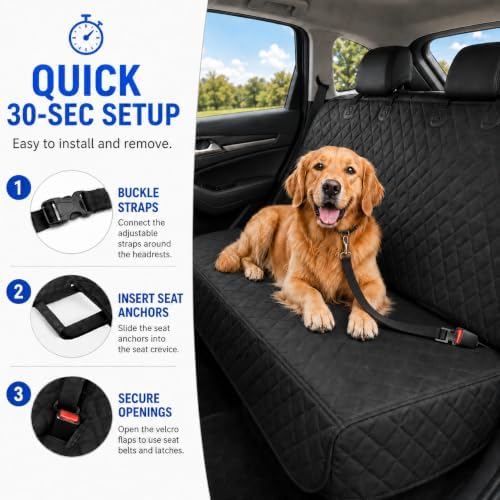 Back Seat Cover for Dogs, 600D Waterproof Non-Slip Car Seat Protector - Image 3