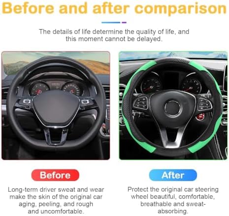 Osilly 15 Inch Carbon Fiber PU Leather Steering Wheel Cover - Image 3