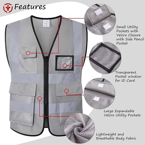 Reflective Safety Vest for Men Women Construction Vest ANSI Standard AP1 - Image 3