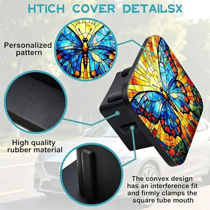 Hitch Receiver Cover 2" Stained Glass Beautiful Butterfly Trailer Hitch Cover - Image 3
