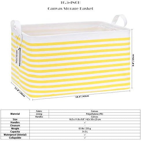 Sea Team Rectangle Open-Top Canvas Storage Basket - Image 6