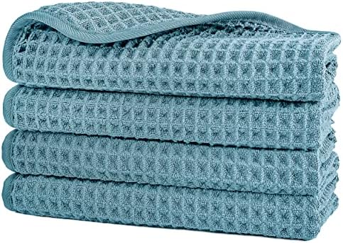 POLYTE 430 GSM Poly Blend Microfiber Waffle Wash Cloth Face Towel, 13x13 in by Polyte