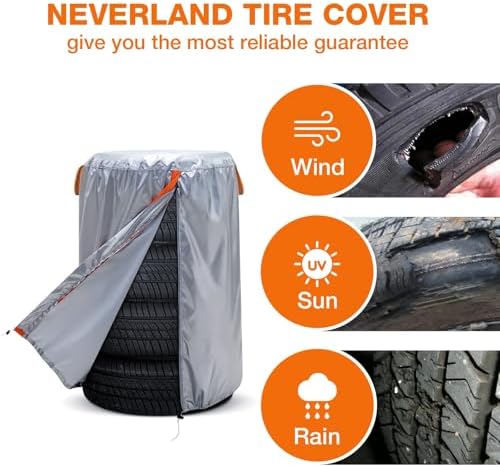 Tire Cover for Storage, 420D Waterproof Tire Stack Cover Holds 4 Tires 32in - Image 6