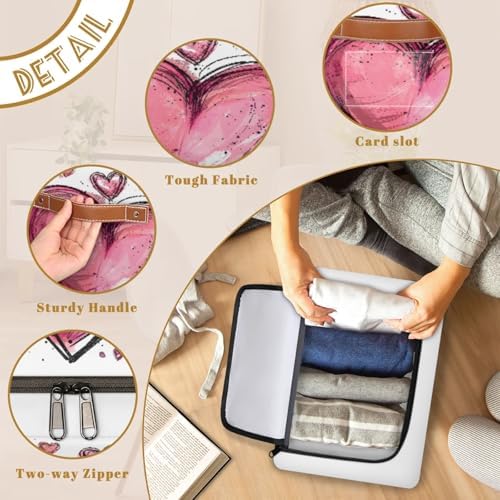 Pink Heart Storage Bins With Zipper Lid, Collapsible Trunk Organizer, Car - Image 4