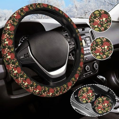 Mushroom Steering Wheel Cover Anti-Slip and Practical 14.5-15 Inch Universal by Olemier