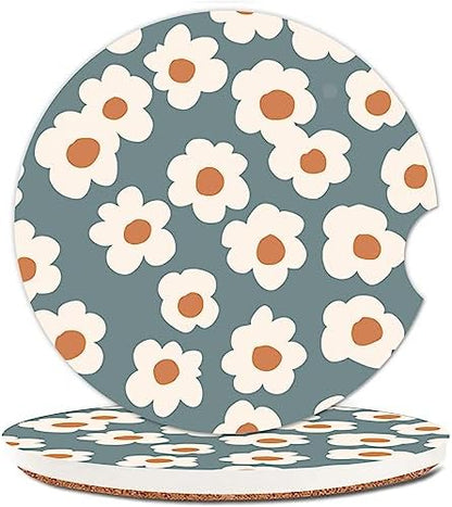 Absorbent Car Cupholder Coaster 2 Pack, Cute Car Coasters by NUGGHU