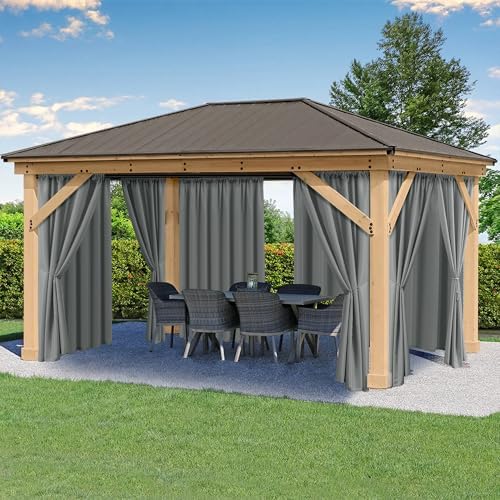 Outdoor Curtains for Patio Waterproof Rod Pocket 4 Pcs 54x95 Inch Grey by HolidayIdeas