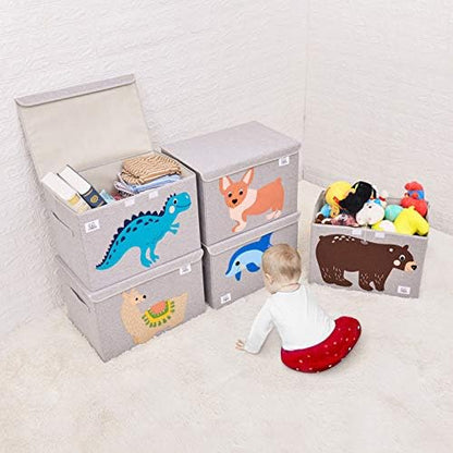 Large Toy Box Storage with Lid, Foldable Fabric Toy Chest Storage - Image 6